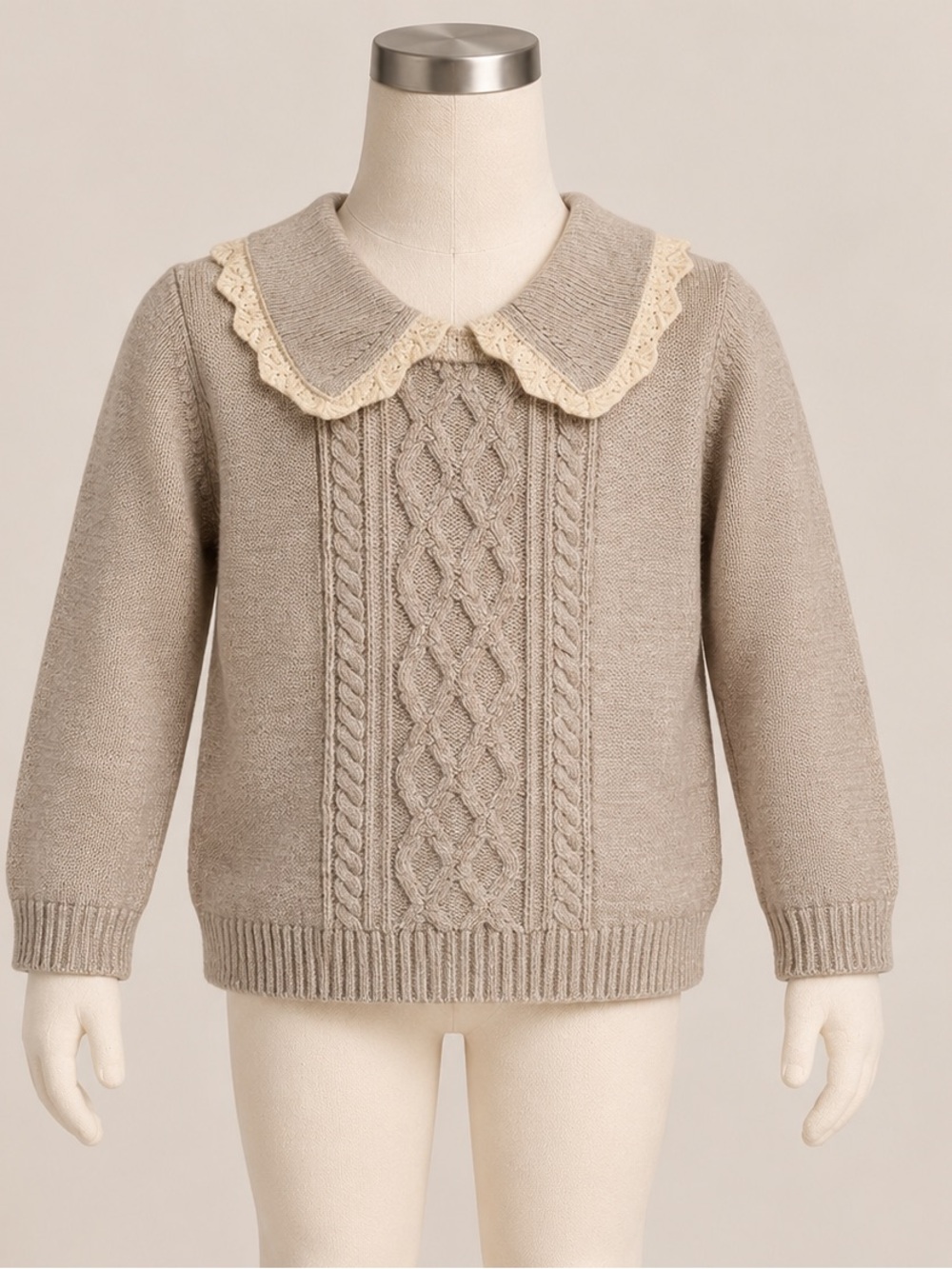 Modern Moments Gerber Girls 4T Oatmeal Cable Knit Collared Sweater NWT
